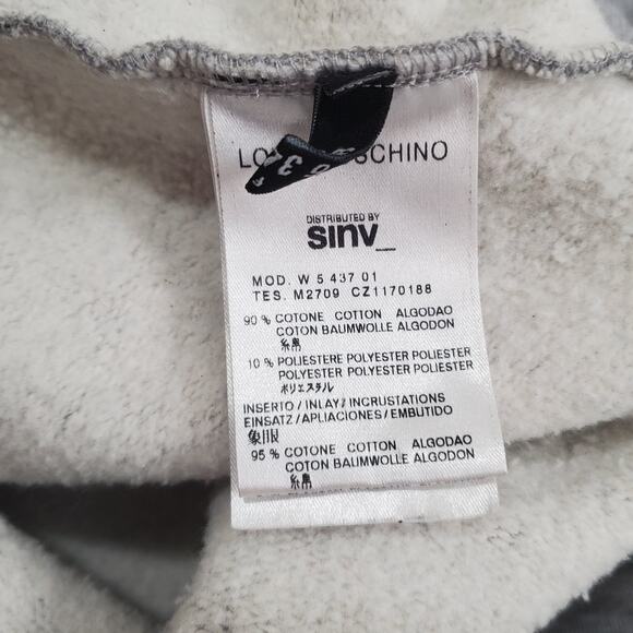 Moschino Vintage Y2K Grey Sweatshirt Dress Fleece Lined Logo Heart Sequin size 2 - Picture 11 of 12